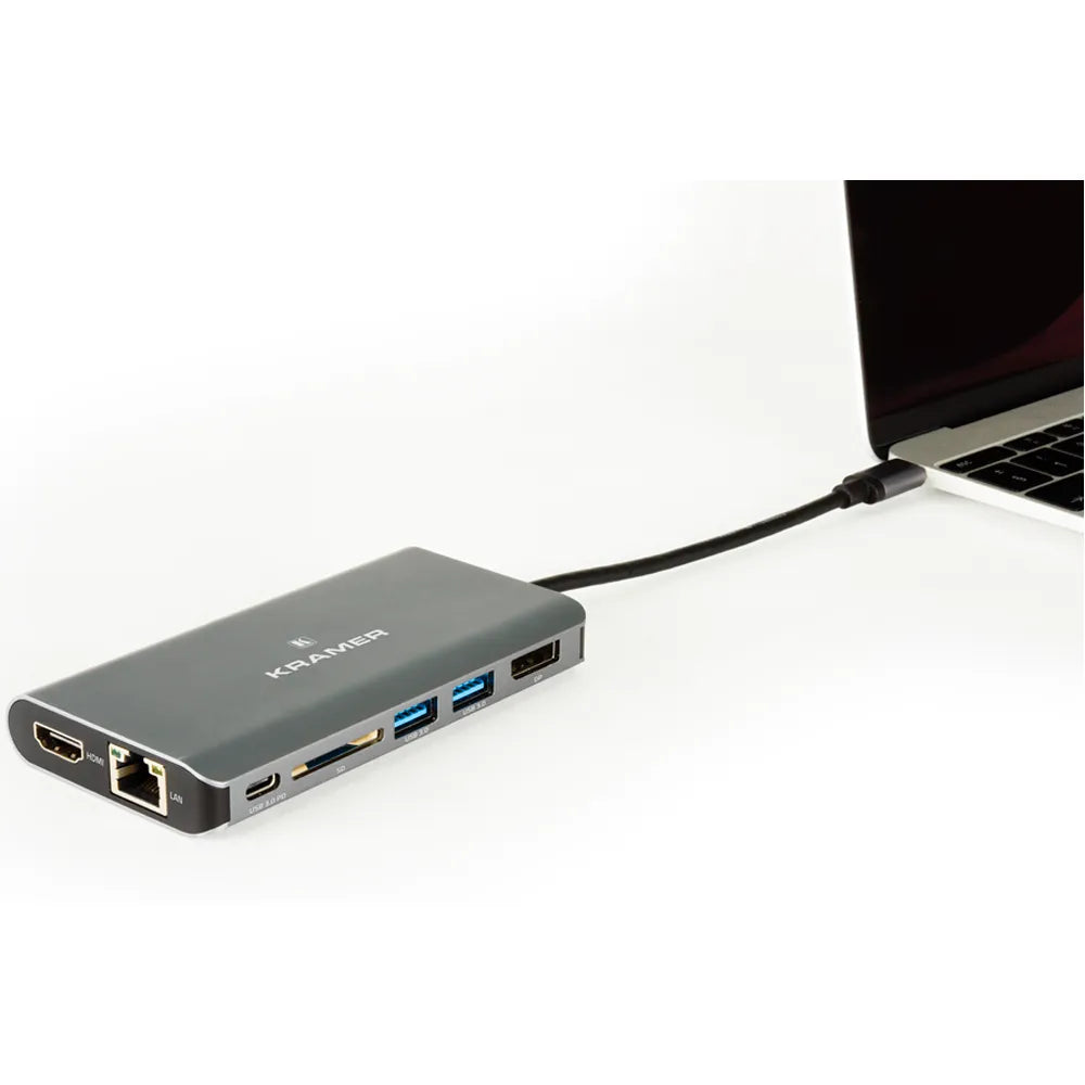 KDock-3 Adaptador USB-C Multipuerto y Conexión GbE conectado a un portátil