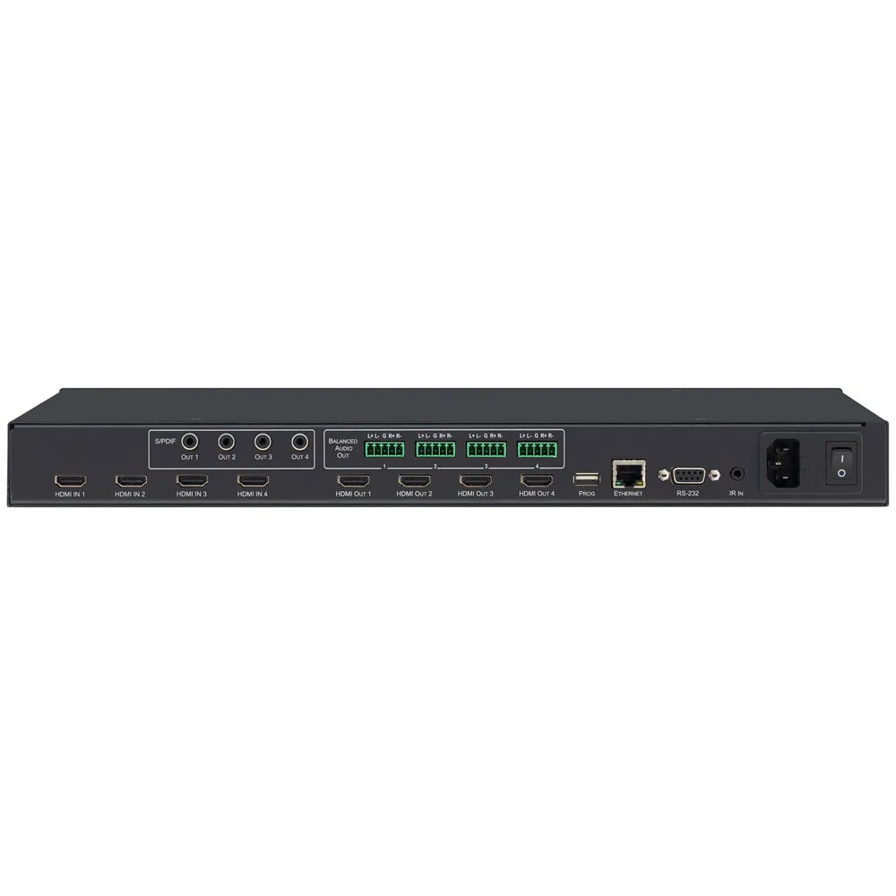 VS-44H2A Conmutador Automático HDMI 4x4 4K60 vista posterior